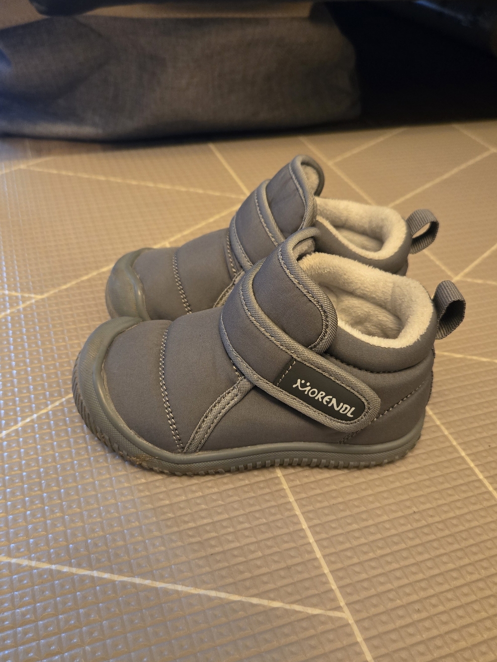 Morendl Kids Grey Slip-On Winter Boots with Fleece Lining